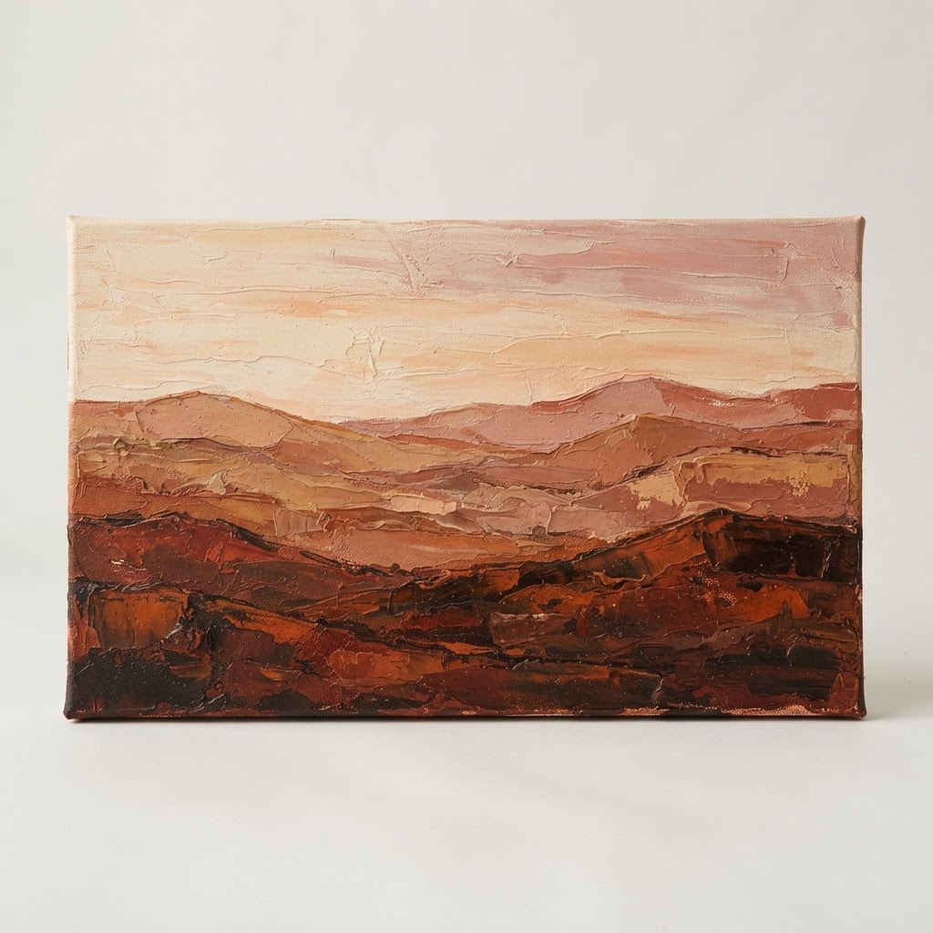 Sierras a las siete, espátula y acrílico, 120 × 80 cm